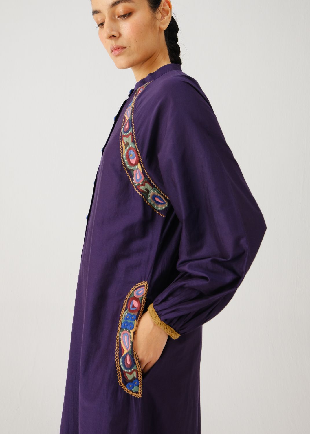 Goa dress-Ink band emb.