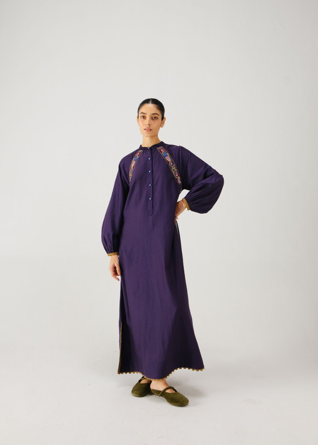 Goa dress-Ink band emb.