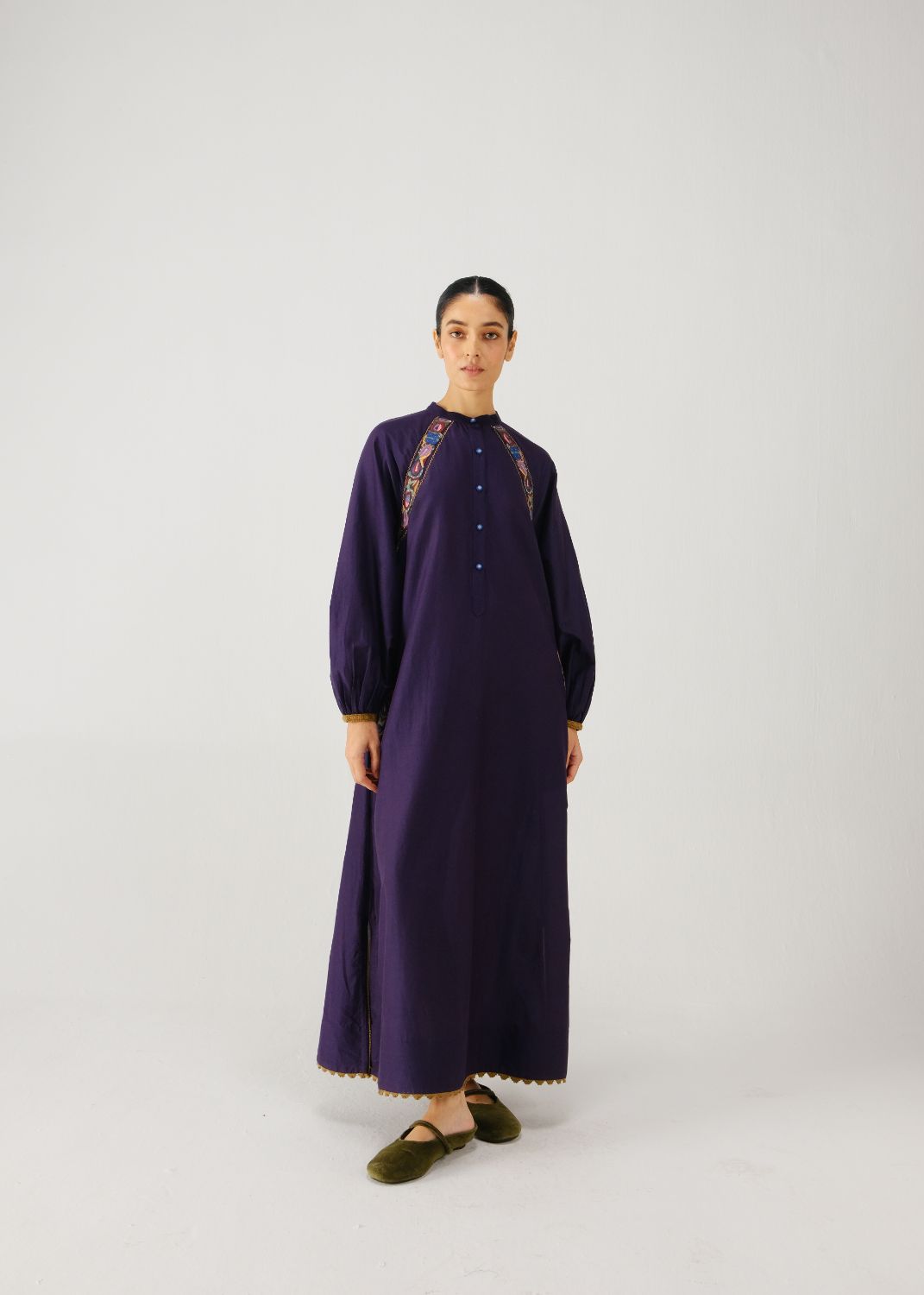 Goa dress-Ink band emb.