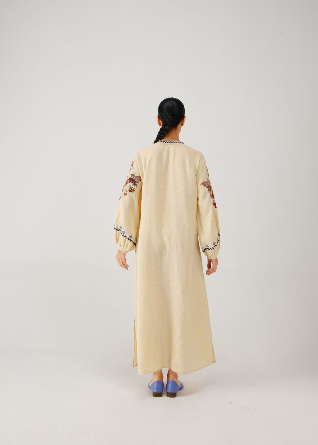 Goa dress-Ivory folk emb.