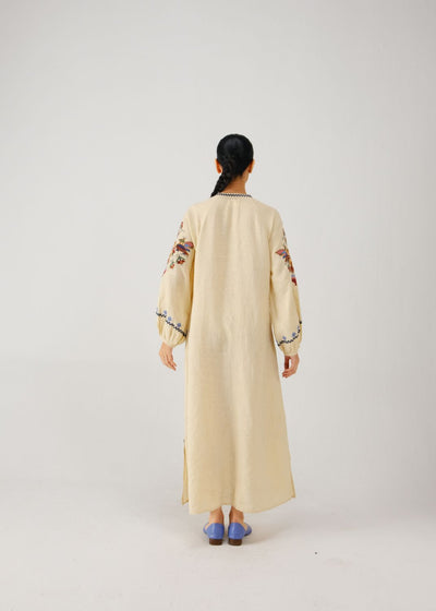 Goa dress-Ivory folk emb.