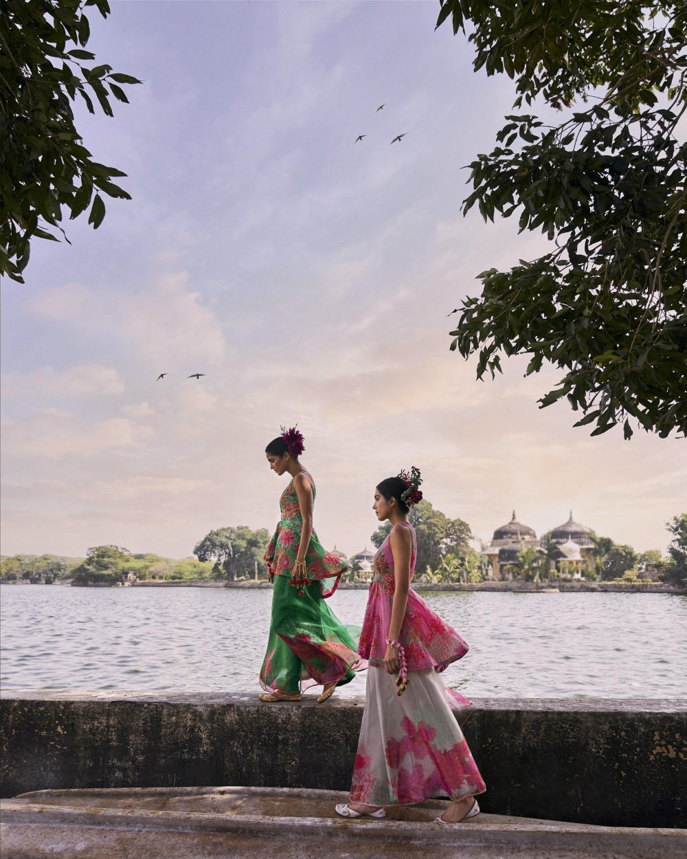 GUL PINK PEPLUM SHARARA SET