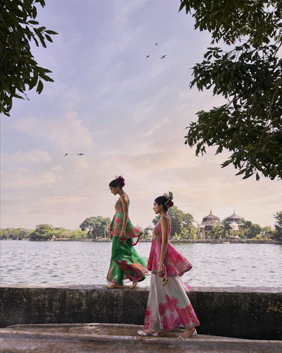 GUL PINK PEPLUM SHARARA SET