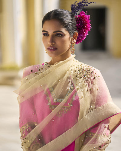 GUL HOT PINK SILK SHARARA SET