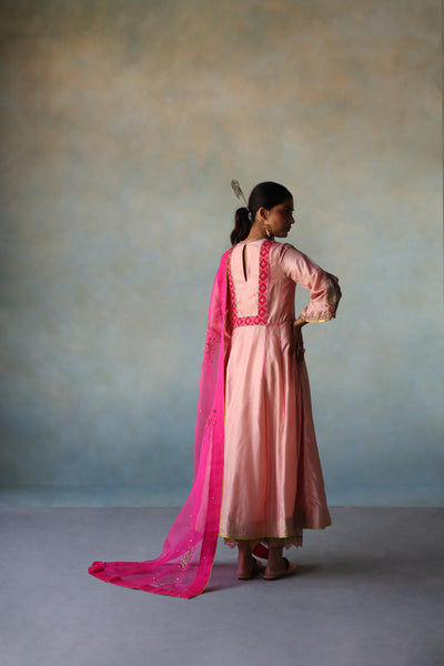 GUL NUDE PINK SIDE KALI SILK KURTA SET