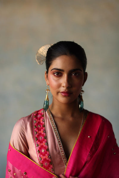 GUL NUDE PINK SIDE KALI SILK KURTA SET