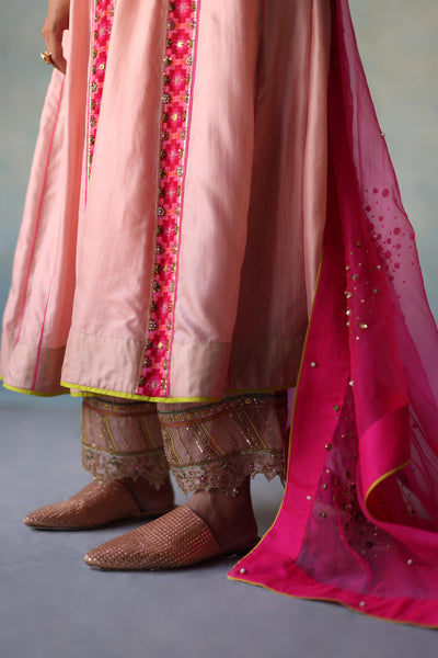 GUL NUDE PINK SIDE KALI SILK KURTA SET