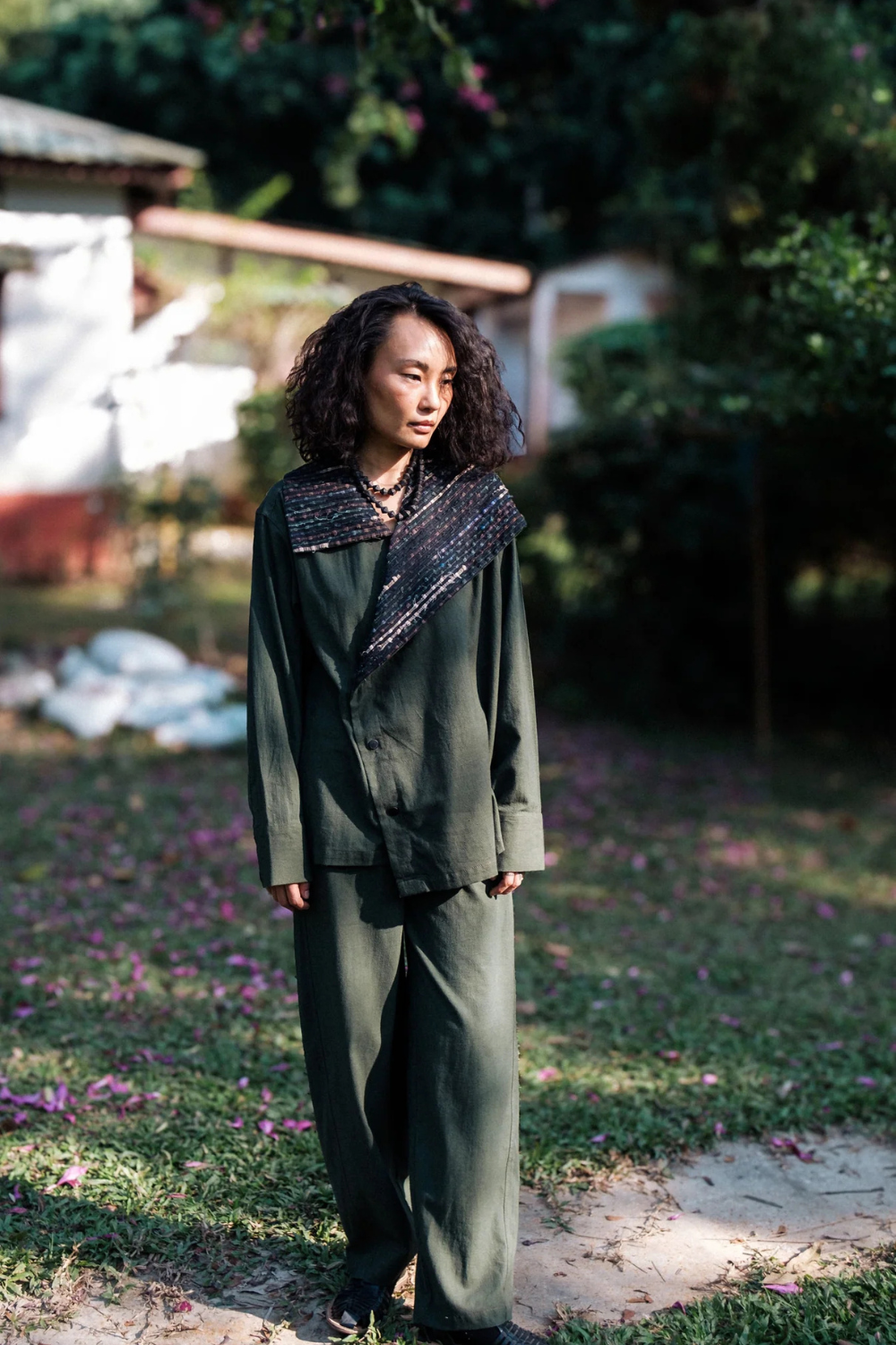 Upcycled Handwoven Barel Pants - Green