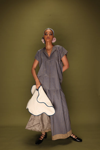 Gale Skirt (Beige + Blue)-Ech/Ga/Bo/BeBl