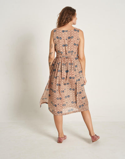 Geometric Flower Wrap-On Dress