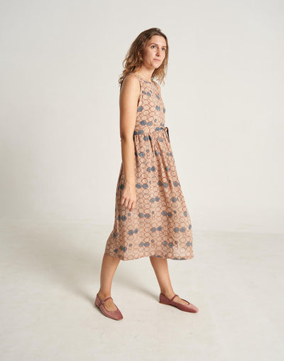 Geometric Flower Wrap-On Dress