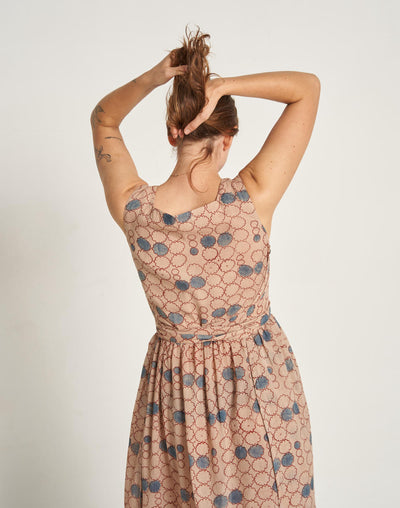 Geometric Flower Wrap-On Dress