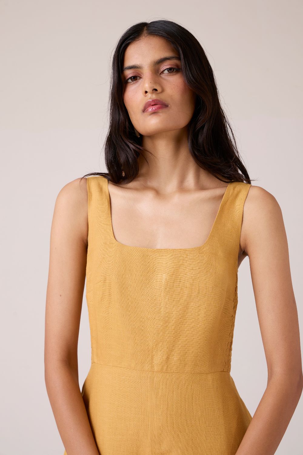 Glasswing Mustard Linen Dress