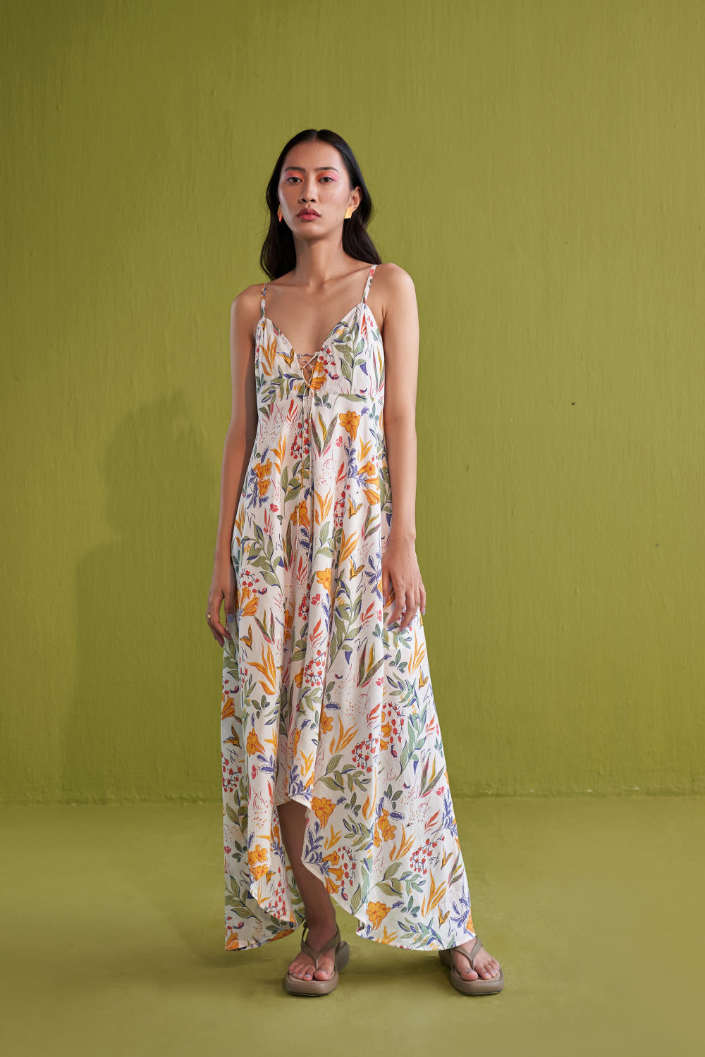 Golden Garden Lyocell Maxi Dress - Size 2XS