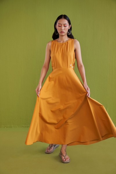 Golden Sunrise Organic Cotton Maxi Dress