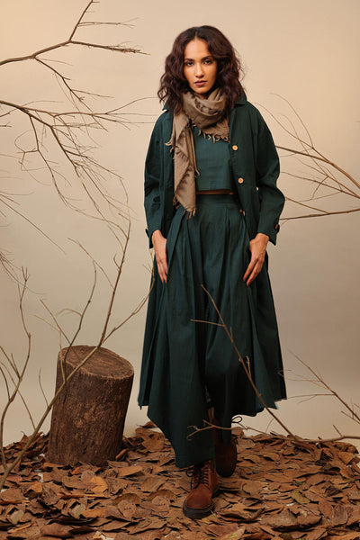 Green Cali Trench Jacket Set (3 PCS)