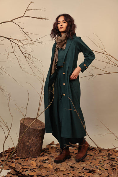 Green Cali Trench Jacket Set (3 PCS)