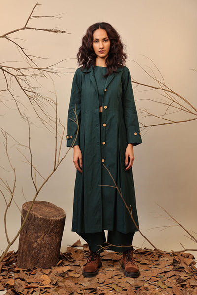 Green Cali Trench Jacket Set (3 PCS)