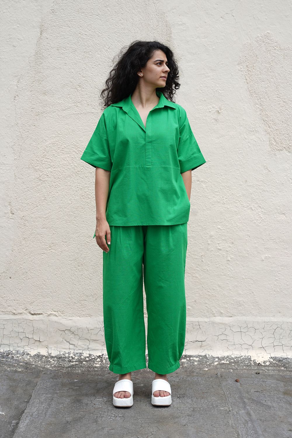 Green Ekin Shirt & Hera Cotton Co-Ord Set (2 PCS)