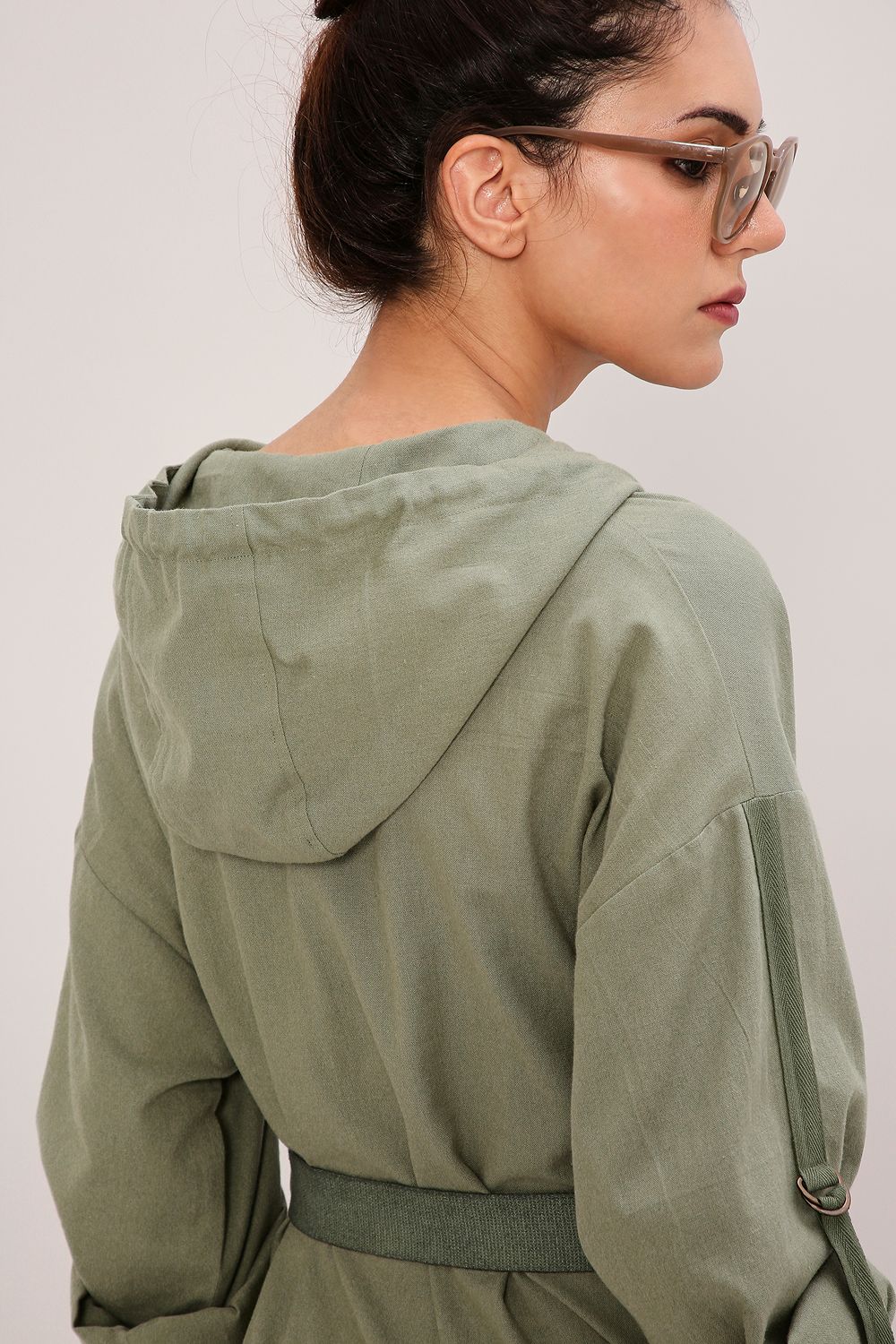 Green Safari Pocket Hooded Dress