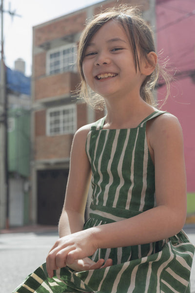 Green Striped Cali Dress-Green