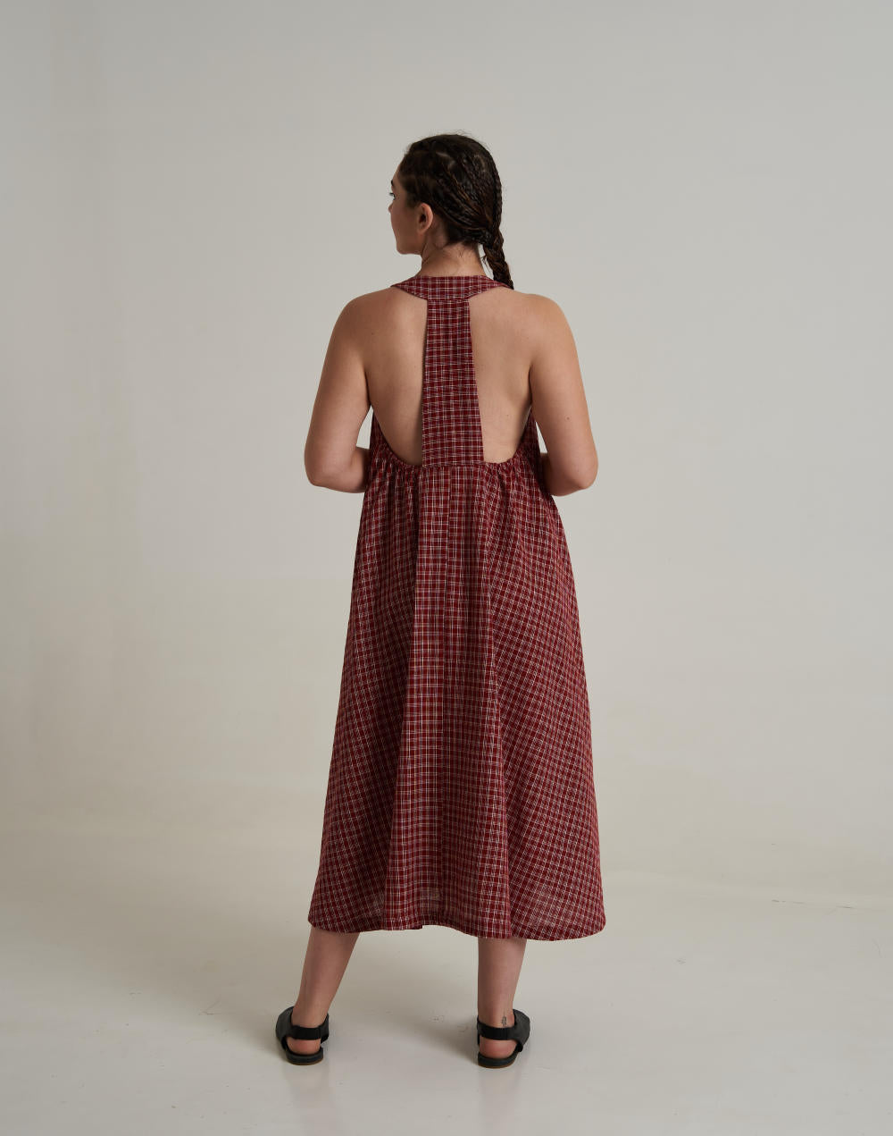 Halter neck gingham dress - Red checks