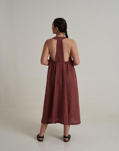 Halter neck gingham dress - Red checks