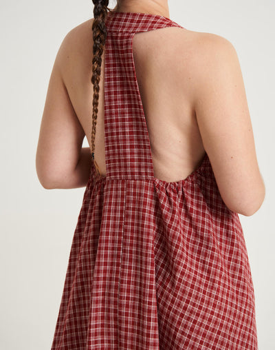 Halter neck gingham dress - Red checks