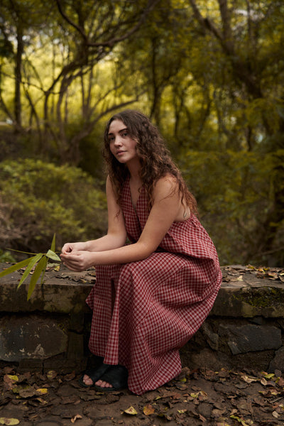 Halter neck gingham dress - Red checks