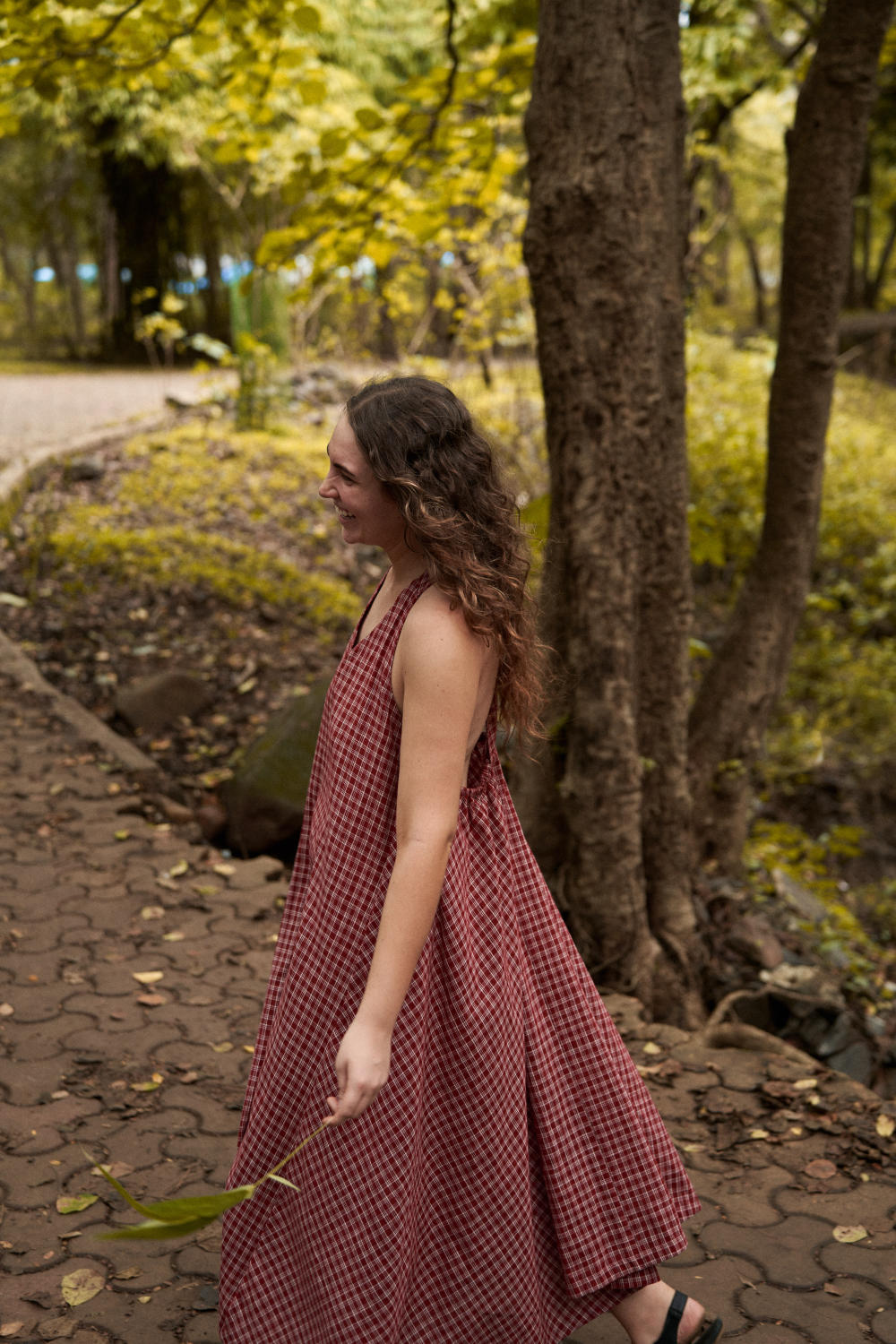 Halter neck gingham dress - Red checks