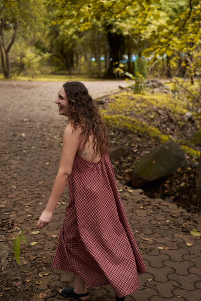 Halter neck gingham dress - Red checks