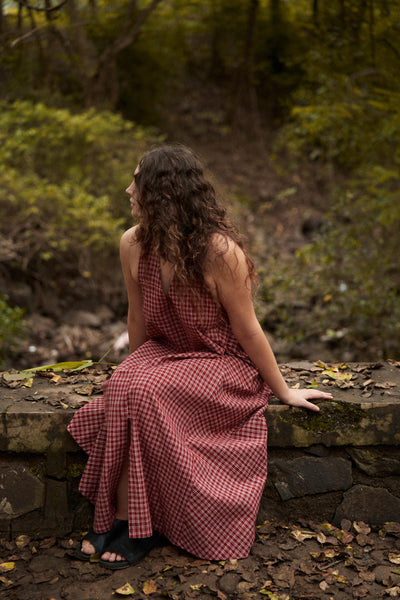 Halter neck gingham dress - Red checks