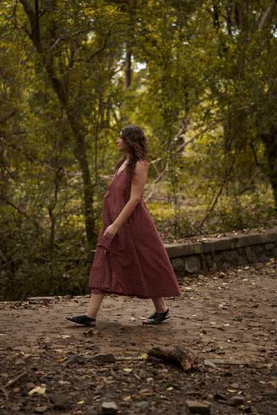 Halter neck gingham dress - Red checks