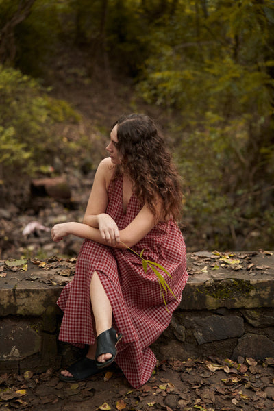 Halter neck gingham dress - Red checks