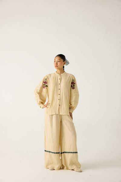HAZEL SET-IVORY (HAZEL TOP +APPLIQUE PANTS)