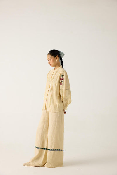 HAZEL SET-IVORY (HAZEL TOP +APPLIQUE PANTS)