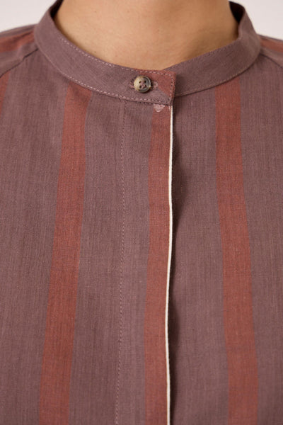 Heen Handwoven Brown Striped Top