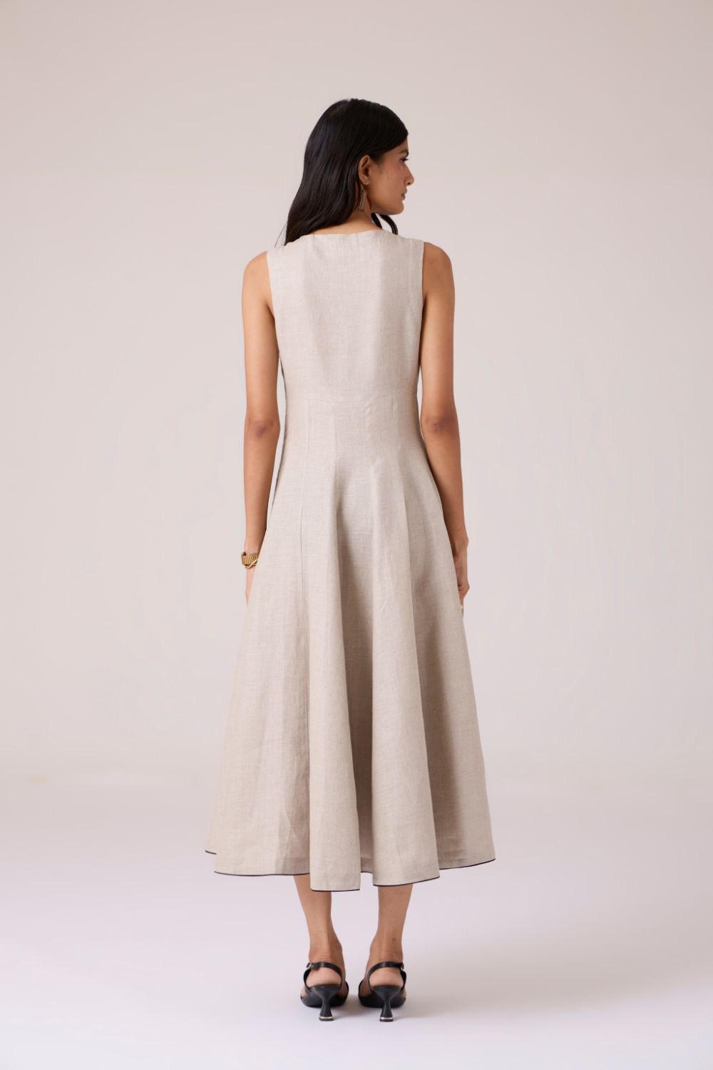 Helios Beige Embroidered Dress
