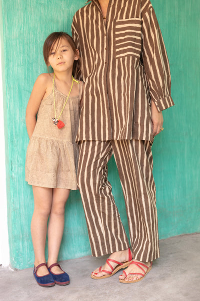 Honey Check Dress-Black & Tan