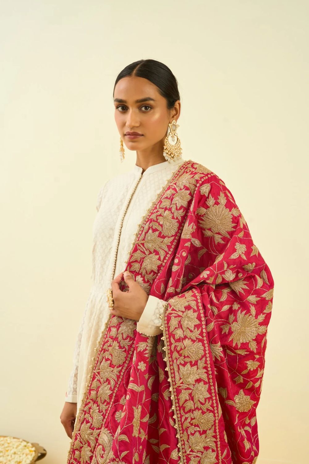 Only Odhni Hotpink Floral Tilla Embroidery