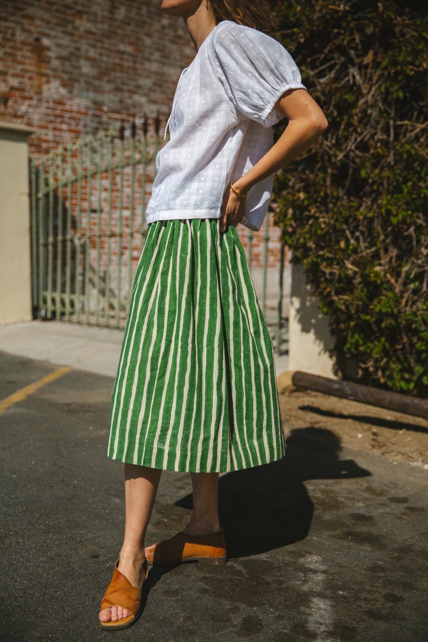 Hudson Green Striped Skirt-Green