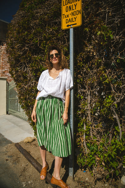 Hudson Green Striped Skirt-Green