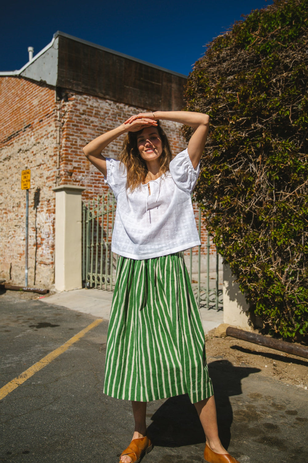 Hudson Green Striped Skirt-Green