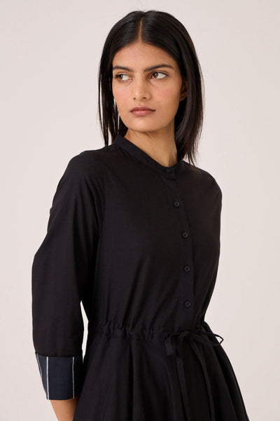 Hulas Black Handwoven Layered Dress