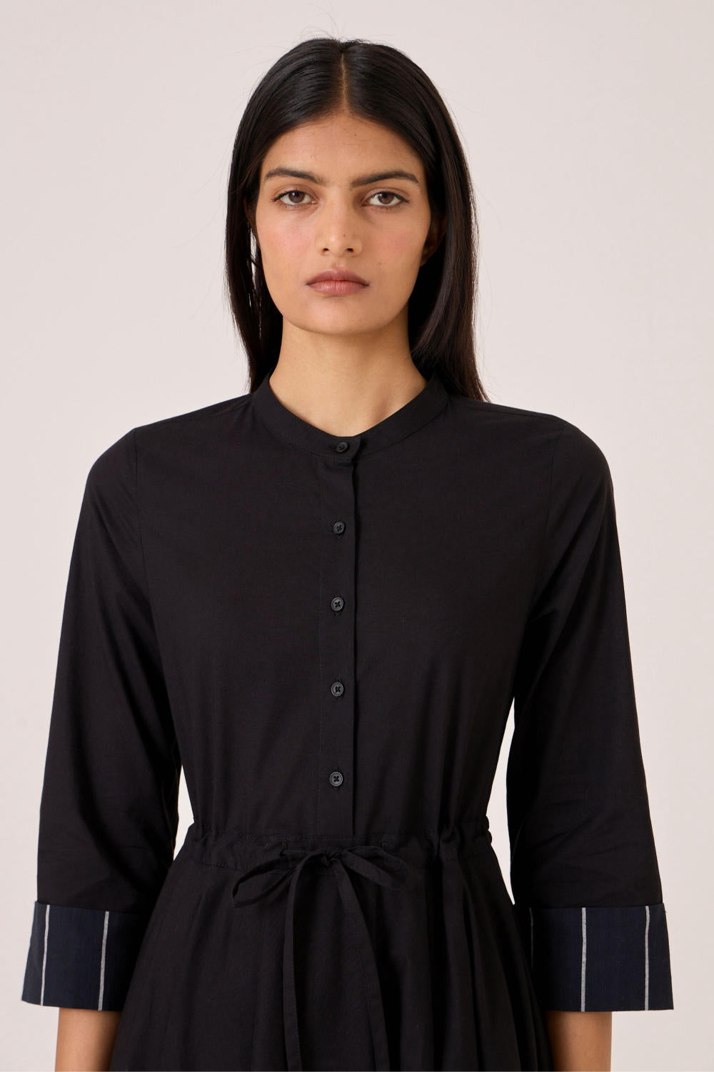 Hulas Black Handwoven Layered Dress