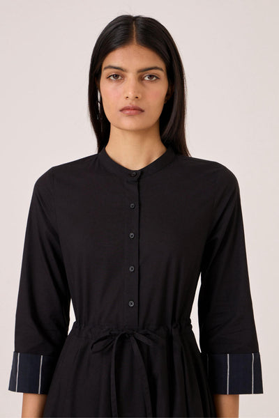 Hulas Black Handwoven Layered Dress