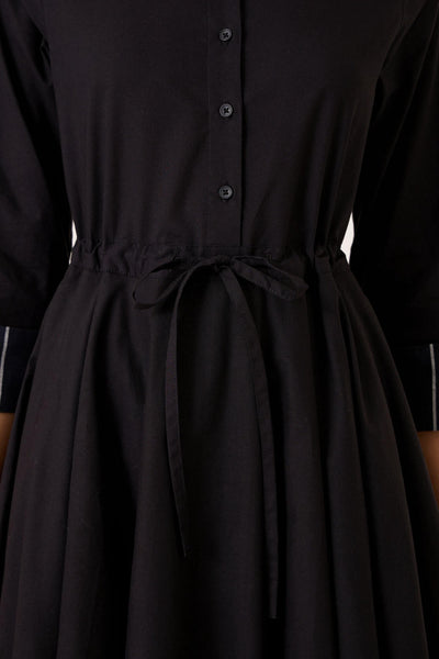 Hulas Black Handwoven Layered Dress