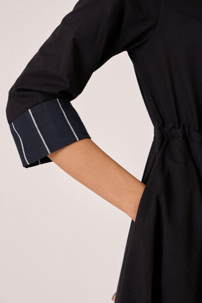 Hulas Black Handwoven Layered Dress