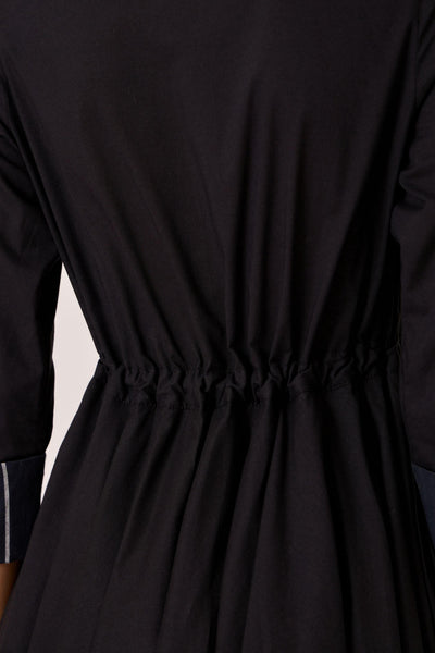 Hulas Black Handwoven Layered Dress
