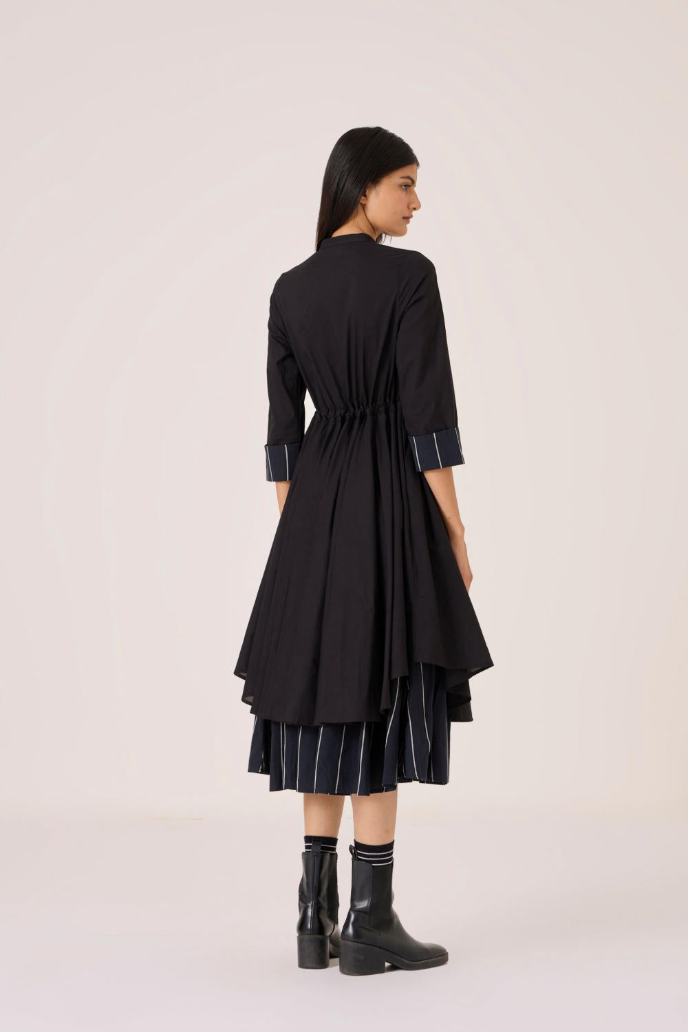 Hulas Black Handwoven Layered Dress